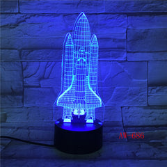 Spaceship 3d Small Night Light 7 Color Creative Aircraft 3d Visual Desk 3d Light Fixtures Led Usb Kids Lamp Dropshipping AW-686