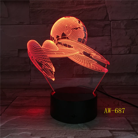 Colorful Changeable Mood LED Lamp 3D Led Spaceship Earth Space Desk Lighting Bedroom Bedside Decor Night Light Gifts AW-687