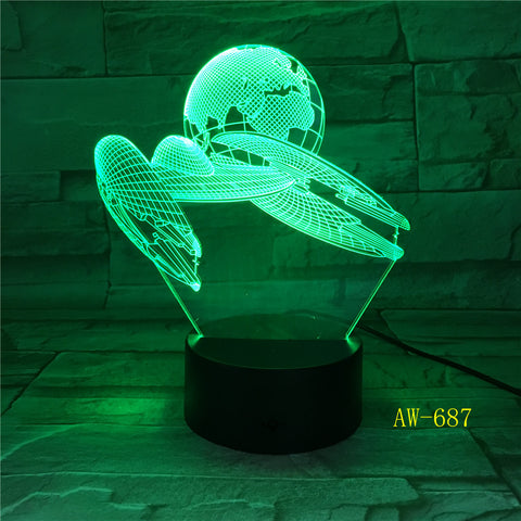 Colorful Changeable Mood LED Lamp 3D Led Spaceship Earth Space Desk Lighting Bedroom Bedside Decor Night Light Gifts AW-687