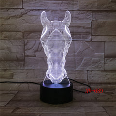 USB Novelty Gifts 7 Colors Changing Animal Horse LED Night light 3D Desk Table Lamp USB touch Baby Kid Sleeping Decorate AW-689
