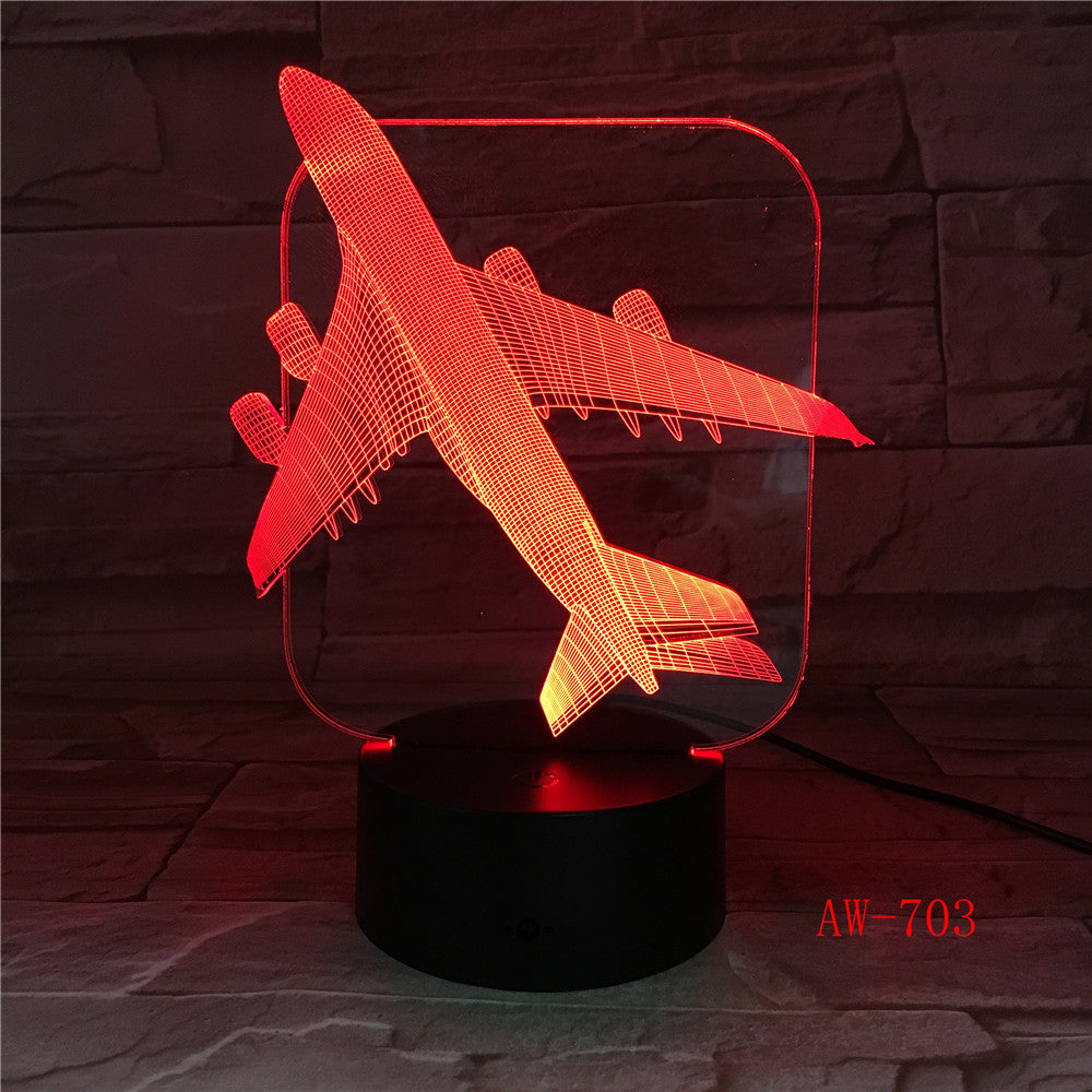 Air Plane 3D Light Table Lamp Optical Illusion Night Light 7 Colors Changing Mood Lamp Salt Lamp With Motion Sensor AW-703