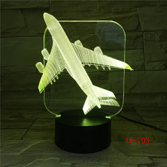 3D Aircraft Warplane Model Creative Night Light Touch Jet Plane Desk Lamp LED Illusion Lamp Bedside Lamp Cool Toy 50% Discount