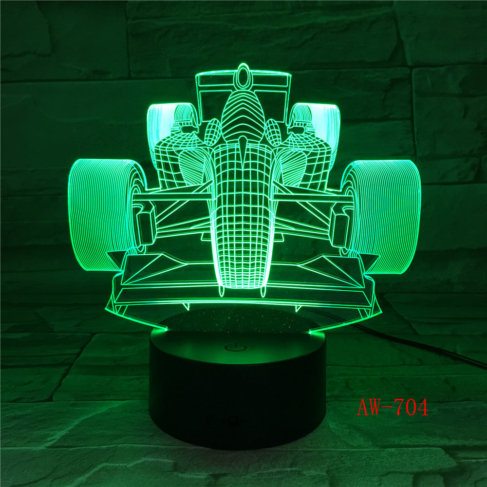 7 Colors Changing Led Night Light 3D F1 Racing Car Modelling Luminarias Modern Bedroom Atmosphere Desk Lamp Usb Gifts AW-704
