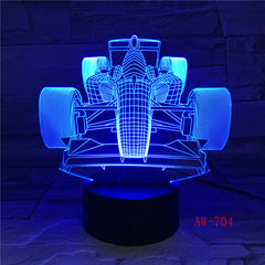 7 Colors Changing Led Night Light 3D F1 Racing Car Modelling Luminarias Modern Bedroom Atmosphere Desk Lamp Usb Gifts AW-704