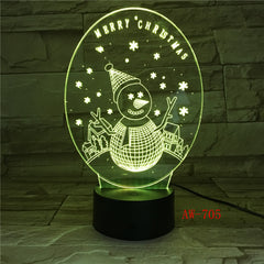 USB Night Light 3D Visual illusion lamp Children New Year Gifts Table Light Skull Guitar Snowman Color Change LED lights AW-705