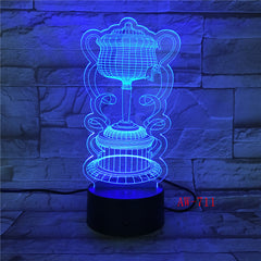 Novelty Aladdin Magic Lamp 3D LED 7 Colors Changing Atmosphere Baby Sleep Night Lights Desk Table Lamp Home Decor Gifts AW-711