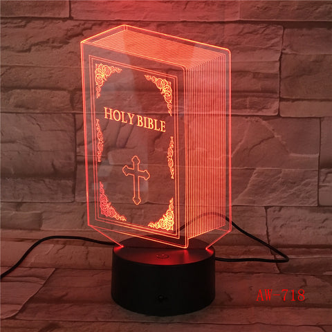 The Bible Model 3D Bulbing Light Visual Illusion LED Atmosphere Lamp Colorful Night Lights Touch USB Table Lampara Lamp AW-718