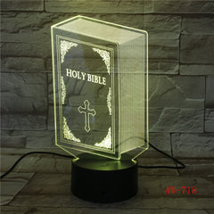 The Bible Model 3D Bulbing Light Visual Illusion LED Atmosphere Lamp Colorful Night Lights Touch USB Table Lampara Lamp AW-718