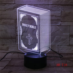 The Bible Model 3D Bulbing Light Visual Illusion LED Atmosphere Lamp Colorful Night Lights Touch USB Table Lampara Lamp AW-718