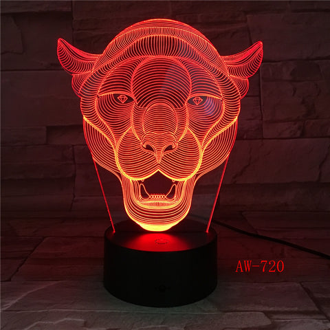 Lion Night Light 7 Color Changing Animal LED Night Lights 3D LED Desk Table Lamp for Children Friends Decoration Gift AW-720