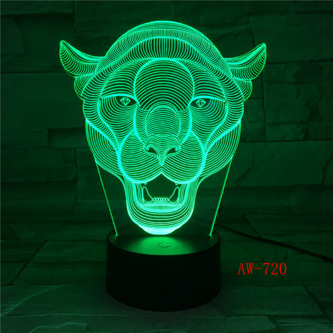 Lion Night Light 7 Color Changing Animal LED Night Lights 3D LED Desk Table Lamp for Children Friends Decoration Gift AW-720