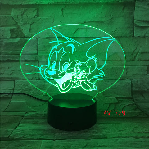 Cartoon Tom and Jerry Led Night Light Bedroom Decoration Atmosphere Touch Sensor Kids Child Gift Cat Mouse 3d Night Lamp AW-729