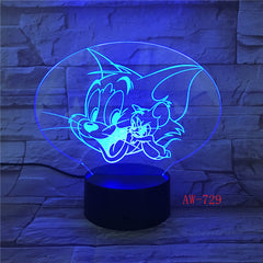 Cartoon Tom and Jerry Led Night Light Bedroom Decoration Atmosphere Touch Sensor Kids Child Gift Cat Mouse 3d Night Lamp AW-729
