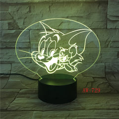 Cartoon Tom and Jerry Led Night Light Bedroom Decoration Atmosphere Touch Sensor Kids Child Gift Cat Mouse 3d Night Lamp AW-729