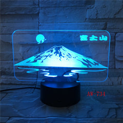 Japan's Mount Fuji Shape 3D Lamp Sun Colorful LED 3D Night Light Snow Mountain Desk Table Lamp USB Decorative Lamp AW-734