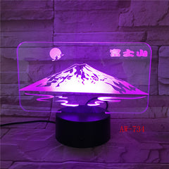 Japan's Mount Fuji Shape 3D Lamp Sun Colorful LED 3D Night Light Snow Mountain Desk Table Lamp USB Decorative Lamp AW-734