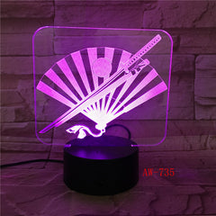 apan's Knife And Fan 3D LED Lamp 7 Color Led Night Lamps For Kids Touch Usb Table Lampara Lampe Sleeping Nightlight Gift AW-735