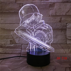 3D Led Vision Anime Luffy Modelling Night Light Usb One Piece Table Lamp 7 Colors Changing Home Decor Light Fixtures AW-738