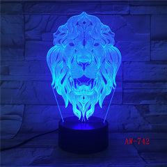 Lion Face Night Light 7 Colors Changing Animal LED Night Lights 3D LED Desk Table Lamp as Home Decoration Drop Shipping