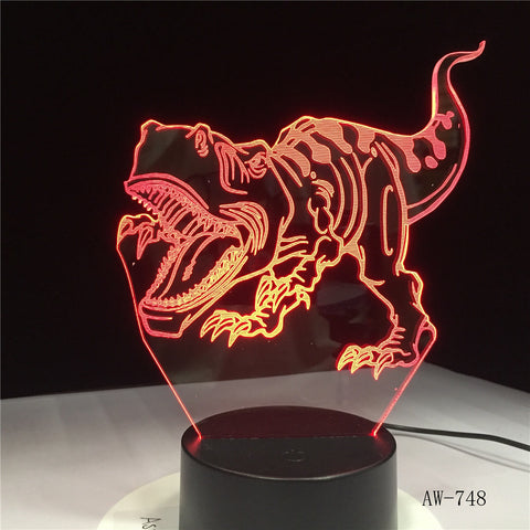 3D LED Night Lights Tyrannosaurus Rex Dinosaur with 7 Colors Light for Home Decoration Lamp Amazing Visualization Lamp AW-748