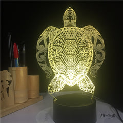 Sea Turtles 3D Lamp LED Touch Light Colorful Lamp Birthday Party Decoration Figurines Table Lamp For Kid's Toys Gift AW-760