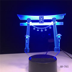 Japanese Shrine Jinja USB 3D led Night light Multicolor RGBW Festival Gift decorative lights Desk lamp Bedroom Drop ship AW-765