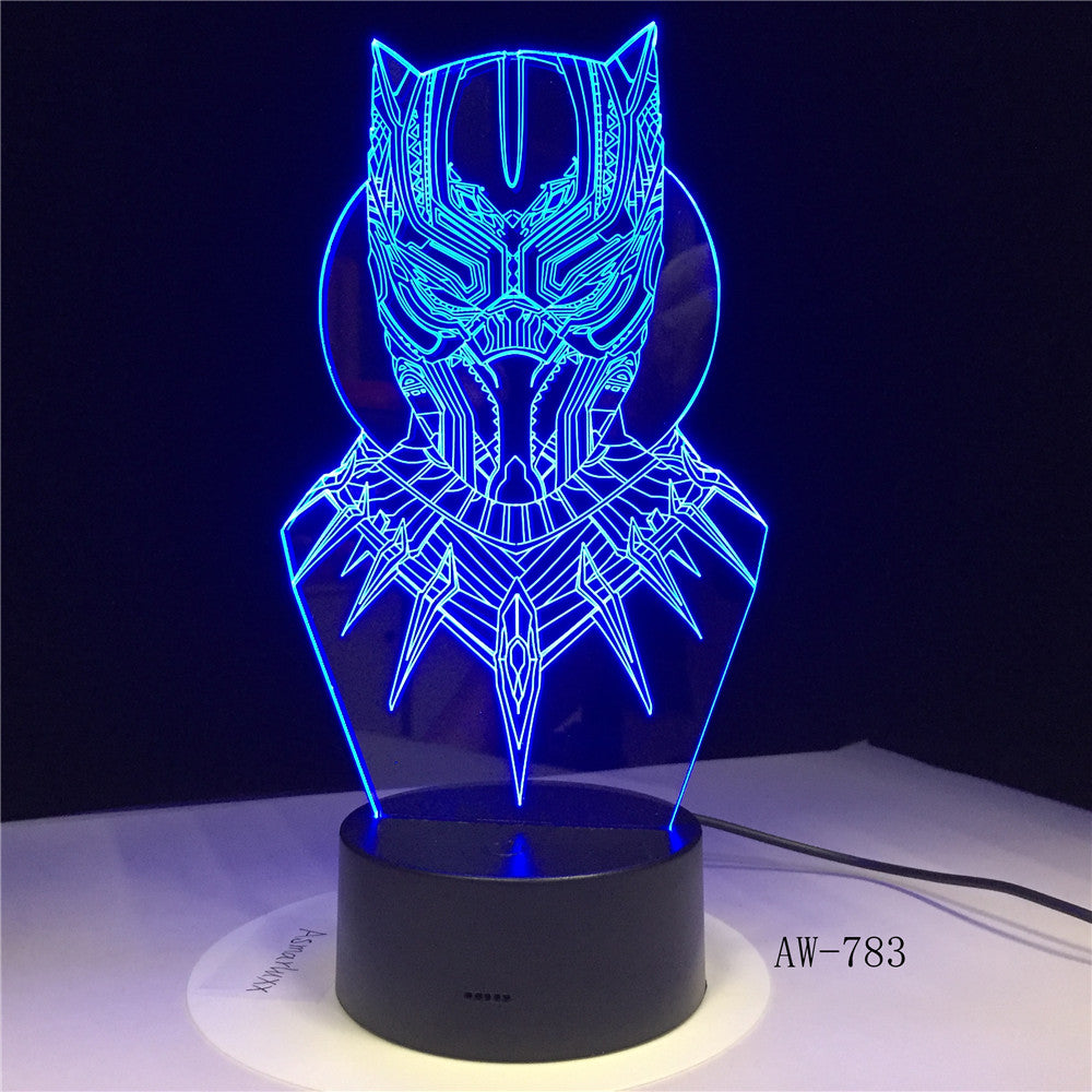 Cool Black Panther Marvel Hero 3D LED RGB 7 Color Change Desk Lamp USB for Child Kids Boy Gift Christmas Home Decor AW-783