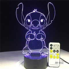 Cartoon Stitch 3D Lamp Bedroom Table Night Light Acrylic Panel USB Cable 7 Colors Change Touch Base Lamp Kids Gift AW-812