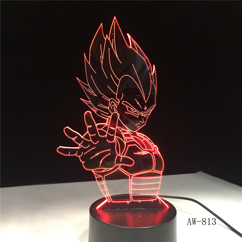 Dragon Ball Super Saiyan God Goku Action Figures 3D Illusion Table Lamp 7 Color Changing Night Light Boy Child Kids Gifts AW-813