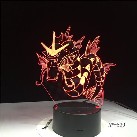 Novelty Dinosaur Dragon Horn Lamp 3D USB LED Colors Night Light Animal Table Lighting Holiday Decor Kid Toy Gift AW-830