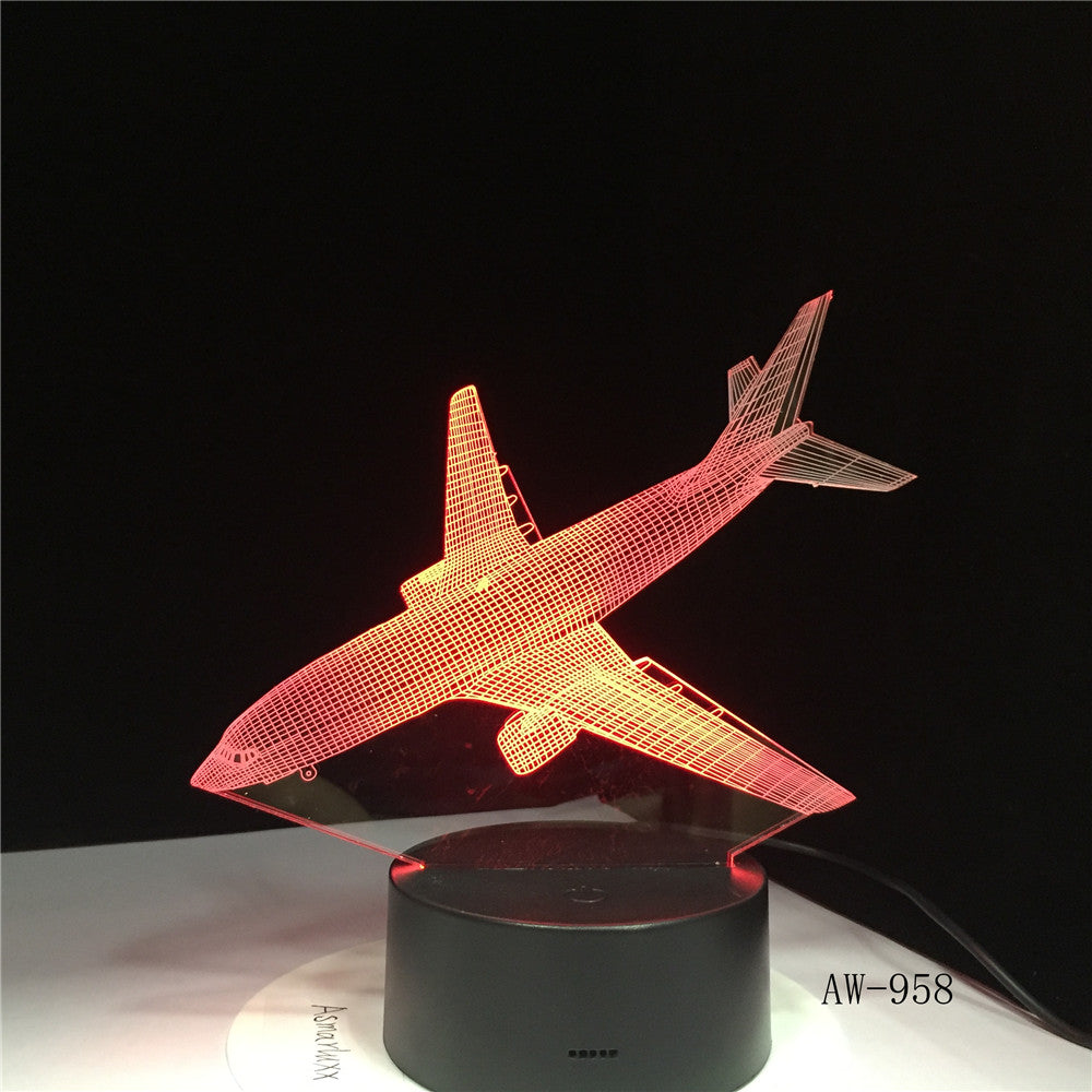 3D Decor 7 Color Change Helicopter Modelling Table Lamp Usb Aircraft Bedside Light Fixture Air Plane Night Light Gifts AW-958