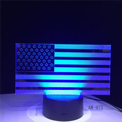7 Color Changing USB Bedroom Decor American Flag Stripes Shape Table Lamp 3D LED Night Lights Bedside Sleep Light Gifts AW-975
