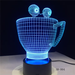 Cartoon Cup Bottle Colorful Touch Led Night Light 3d Illusion USB Table Lamp for Children Baby Kids Gift Bedside Bedroom AW-994