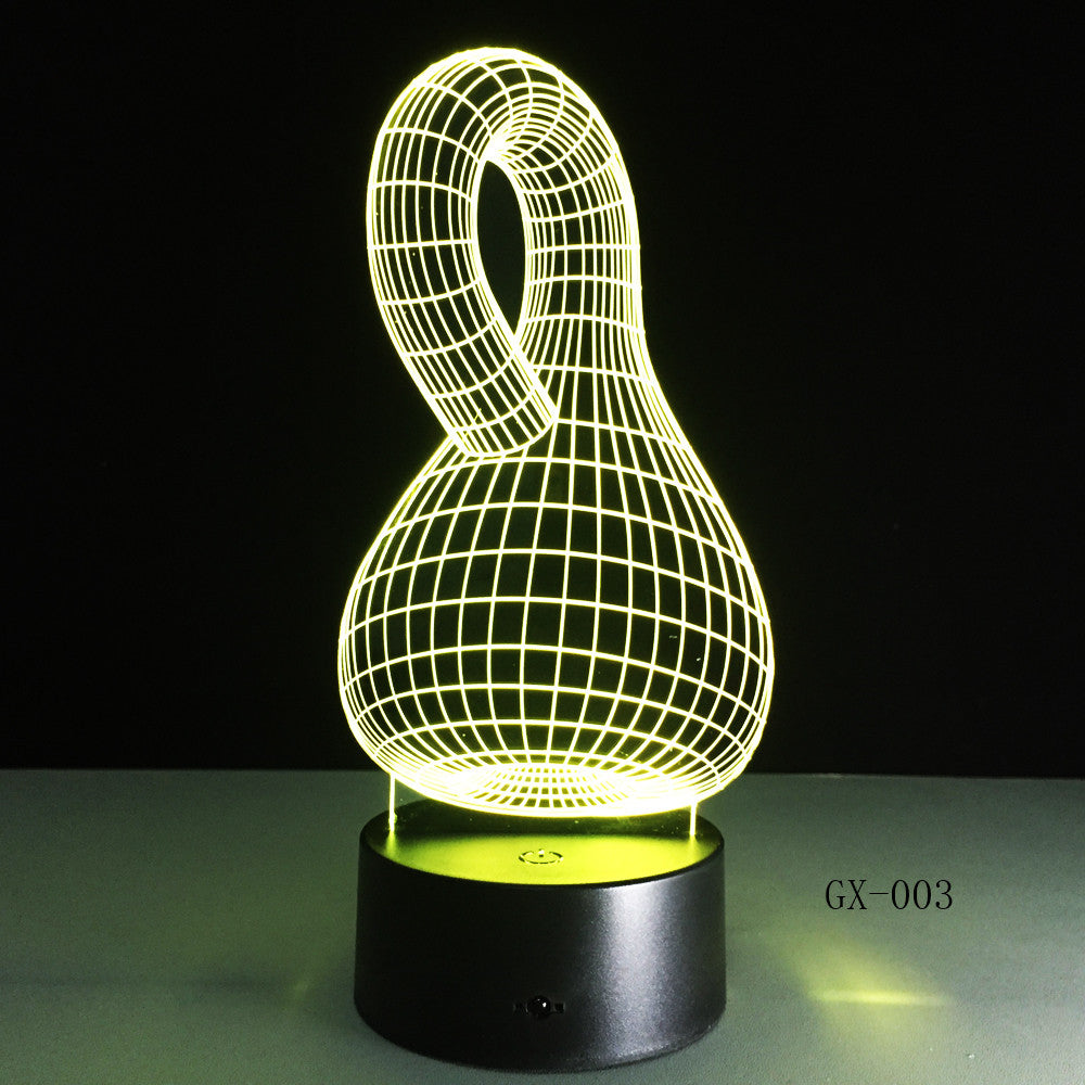 3D LED Night Light Hot Sale ABS Touch Base 7 Color Changing Abstract Mood Lamp LED Table Illusion for Home Decorative GX-003