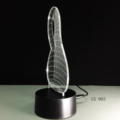 3D LED Night Light Hot Sale ABS Touch Base 7 Color Changing Abstract Mood Lamp LED Table Illusion for Home Decorative GX-003