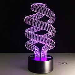 DNA 3D Desk Lamp LED Visual Abstract Digital Modeling Atmosphere Decor Holiday Gift Touch Switch 7 Color Night Light GX-005