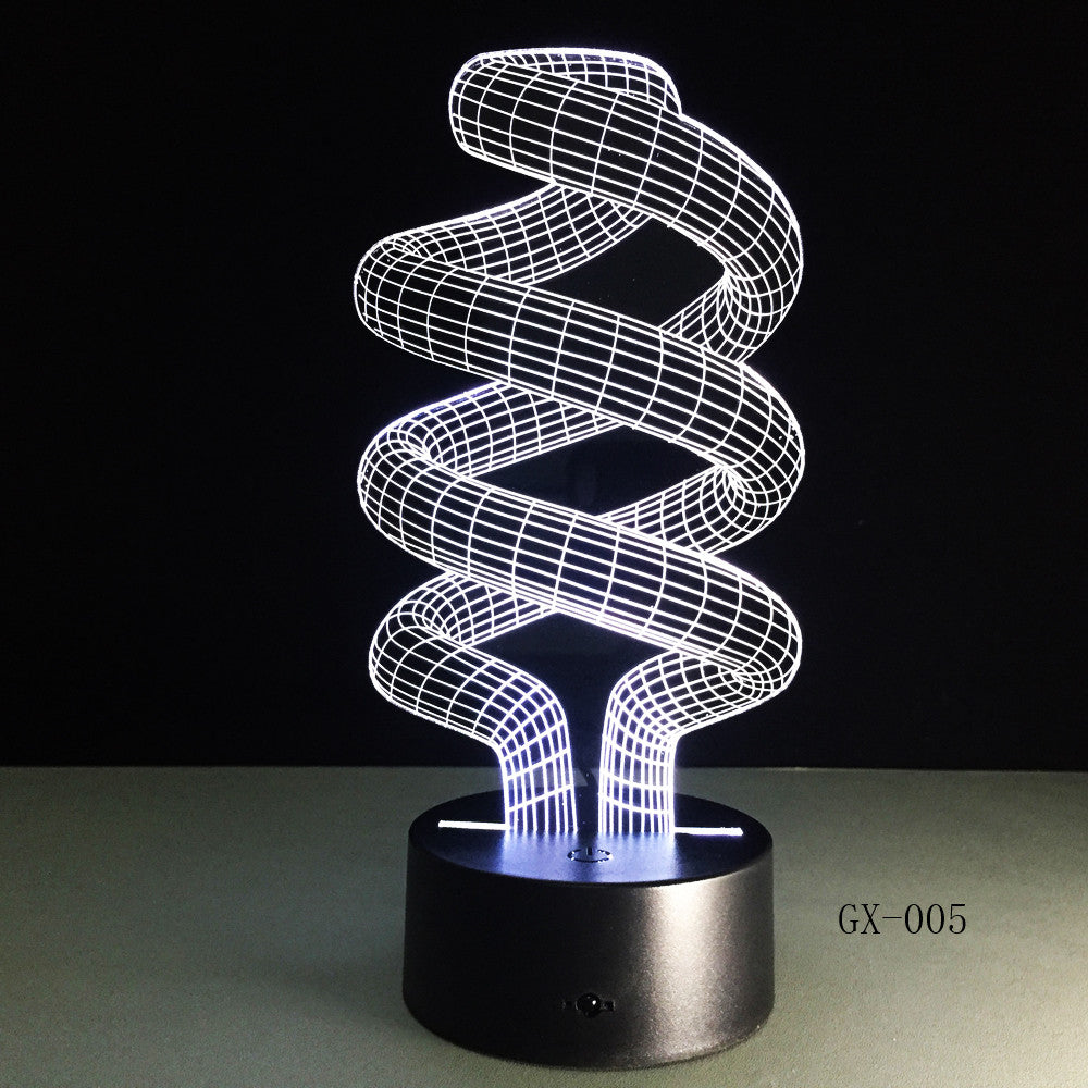 DNA 3D Desk Lamp LED Visual Abstract Digital Modeling Atmosphere Decor Holiday Gift Touch Switch 7 Color Night Light GX-005