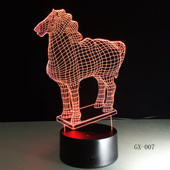 New Animal Horse 3D Nightlight 7 Colorful Touch Remote Usb Gifts 3d Light Fixtures Usb Led Luminaria Table Lamp 007