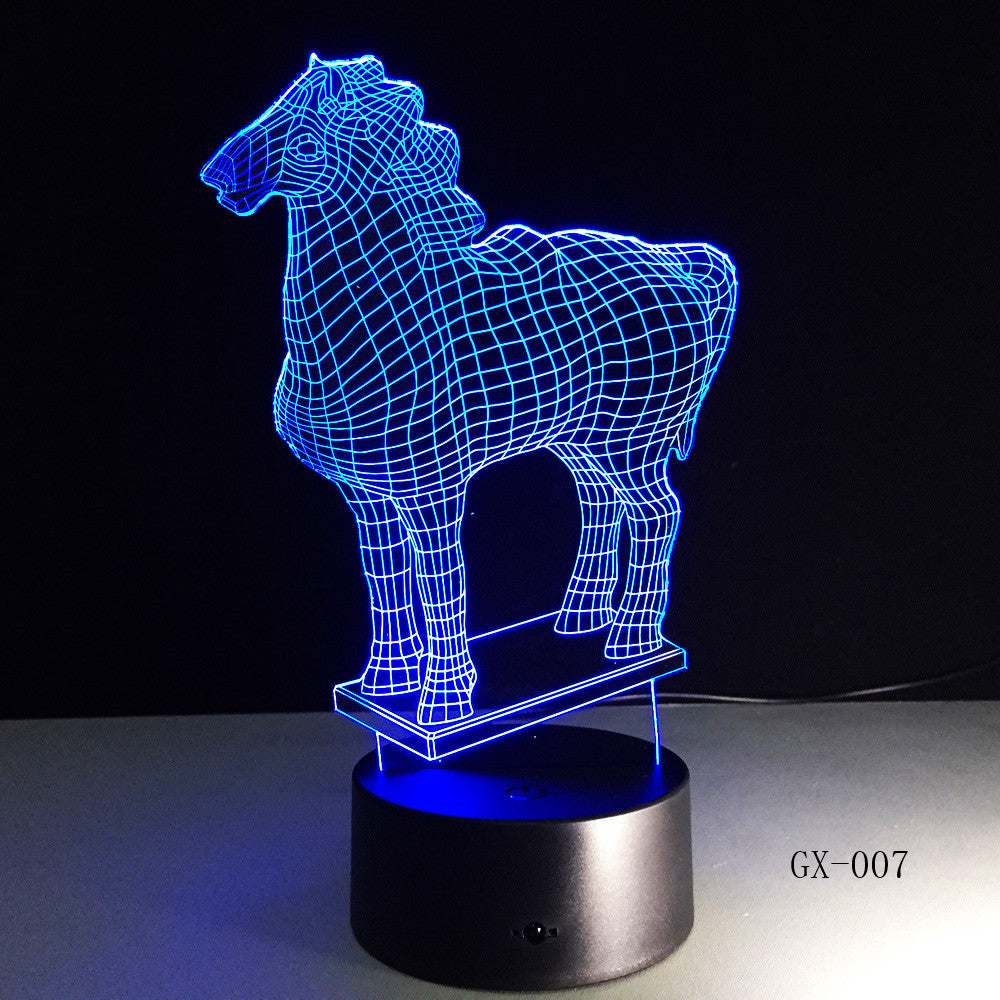 7 Colors Changing Fashion Animal Horse Head Led Nightlights 3D LED Desk Table Lamp Lamps Home Bedroom Party Decoration GX-007