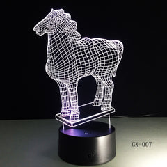 New Animal Horse 3D Nightlight 7 Colorful Touch Remote Usb Gifts 3d Light Fixtures Usb Led Luminaria Table Lamp 007