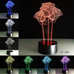 Love Blue Rose 3D LED night light luminaria lampara 7 Color Change Table lamp Girlfriend Birthday Christmas New Year Gift GX-008