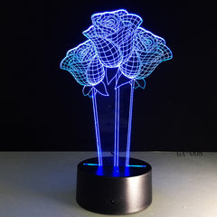 Love Blue Rose 3D LED night light luminaria lampara 7 Color Change Table lamp Girlfriend Birthday Christmas New Year Gift GX-008