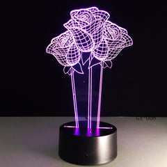 Love Blue Rose 3D LED night light luminaria lampara 7 Color Change Table lamp Girlfriend Birthday Christmas New Year Gift GX-008