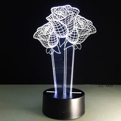 Love Blue Rose 3D LED night light luminaria lampara 7 Color Change Table lamp Girlfriend Birthday Christmas New Year Gift GX-008