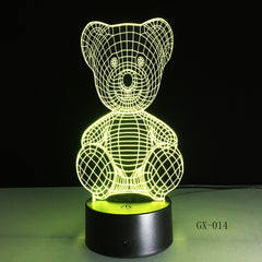 Cartoon Cute Winnie Bear Hold Heart Shape Acrylic LED Lamp 3D Night Light For baby children Sleeping Lighting Drop Ship GX-014