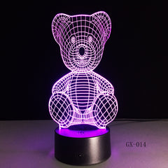 Cartoon Cute Winnie Bear Hold Heart Shape Acrylic LED Lamp 3D Night Light For baby children Sleeping Lighting Drop Ship GX-014