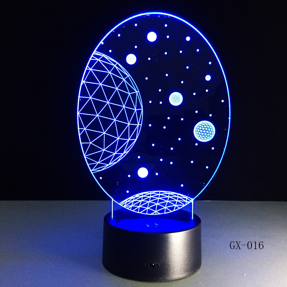 3D Visual Planet LED Illusion Night Lights Universe Table Acrylic Touch Lamps Changing USB Nightlight Luminous Light GX-016