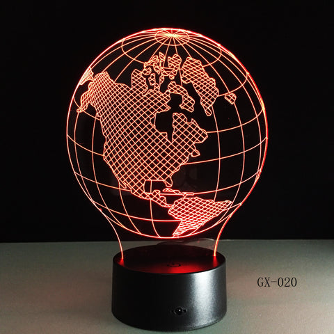 USA Earth Map Light 3D LED Lamp Featuring 3D Wire Images Earth Globe Lamp Handmade Color Changing Lamp 3D Decor Lamps GX-020