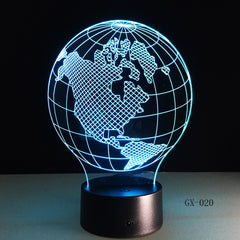USA Earth Map Light 3D LED Lamp Featuring 3D Wire Images Earth Globe Lamp Handmade Color Changing Lamp 3D Decor Lamps GX-020