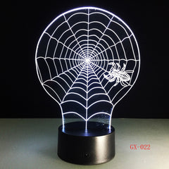 Spider Nordic Home Night Light Decorative 3d Lamp Stereo Vision Led Gift Light Fixtures Kids Room Led Lights Lamp GX-022